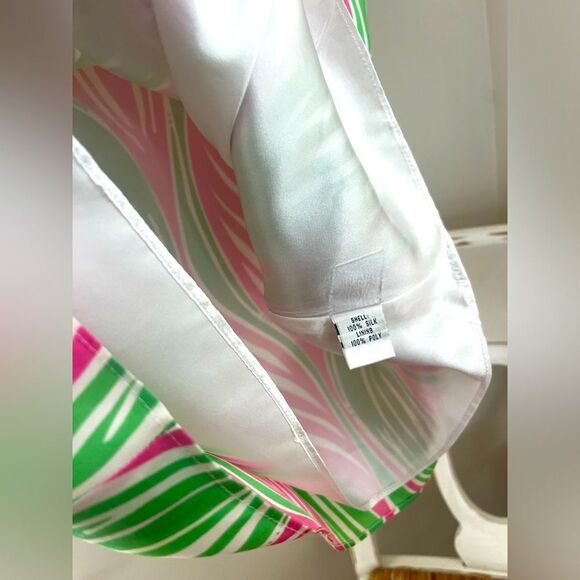 Lilly Pulitzer silk Pink and Green print Dress! Mini Shift Dress w/Tie Sleeves - Picture 9 of 10